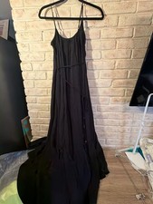 J.Crew Black Viscose Maxi Slip Dress with Tie Waist