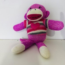 Dan Dee Collectors Choice Pink Sock Monkey Plush Heart Striped SweaterKV461124-B