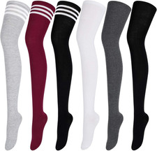 6 Pairs Thigh High Socks over Knee High Stockings Extra Long Leg Warmers for Wom