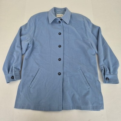 BASLER Coat 16 Blue Women's Wool Angora Mid Length Buttoned Shacket Over Shirt