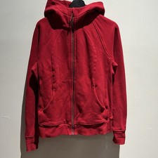 Lululemon Scuba Hoodie Full Zip Up Red Light Cotton Fleece Size 12 W4AWMS
