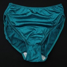 NEW Warner's VTG 90s Stretch Satin Bright Shine High Cut Brief Panty LARGE