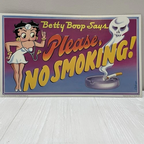 Betty Boop Vintage 1991 No Smoking Sign Tin, 14.5" x 8.5"