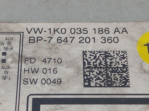 SISTEMA AUDIO / RADIO CD / BP7647201360 / 1K0035186AA / 2887279 PARA VOLKSWAGEN - Imagen 5 de 10