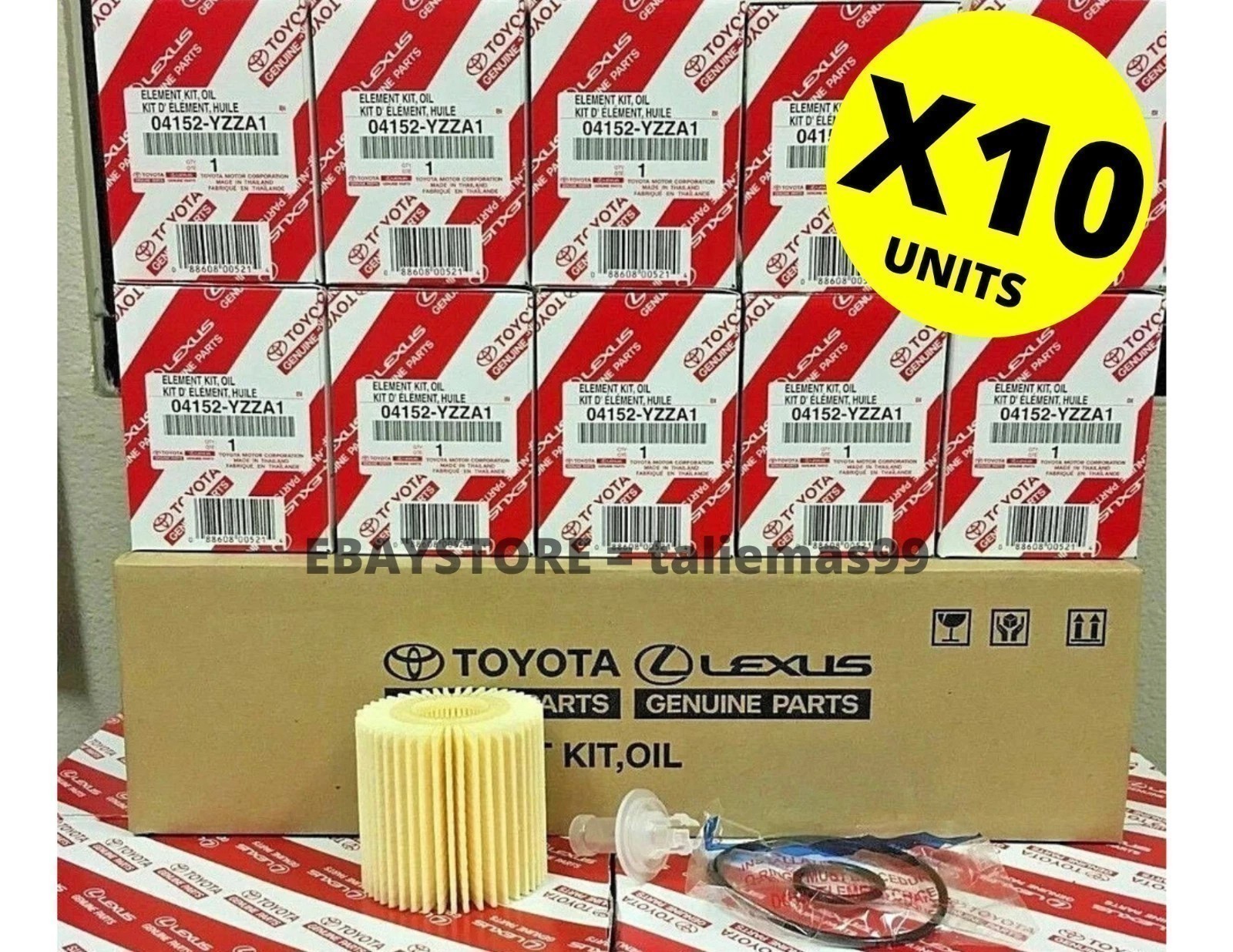 SET OF 10 OEM 04152-YZZA1 For Toyota / Lexus Oil Filters With Drain Plug Gaskets