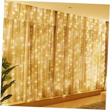 300LED Fairy Curtain Lights, 9.8x9.8Ft USB Plug Standard 1 Pack Warm White
