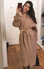 Zara 75% Premium Wool Belted Wrap Style Long Coat Camel/ Tan Size S RRP £170