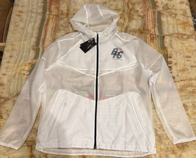 Nike Unisex Ribbon Sports Running Sheer Jacket White Water-Repellent Large NWT