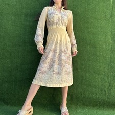 Vintage Jerell Of Texas Floral Semi Sheer Tea Length Midi Dress Womens Sz 7