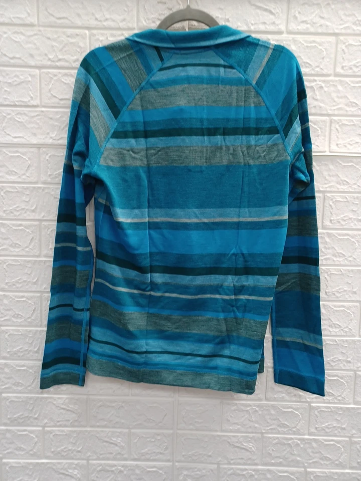 NUEVO Smartwool Mujer Clásico Térmico 1/4 Cremallera Joyiansphere Piscina Azul Talla XLarge Foto 3 de 4