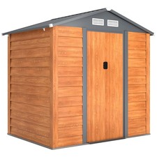 Outsunny 6.5x5.2ft Garden Shed Wood Effect Tool Storage Sliding Door Wood Grain