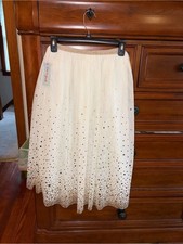Cat Jack Girls M 7/8 Cream Gold Star Tulle Skirt NWT Party Holiday Sparkle