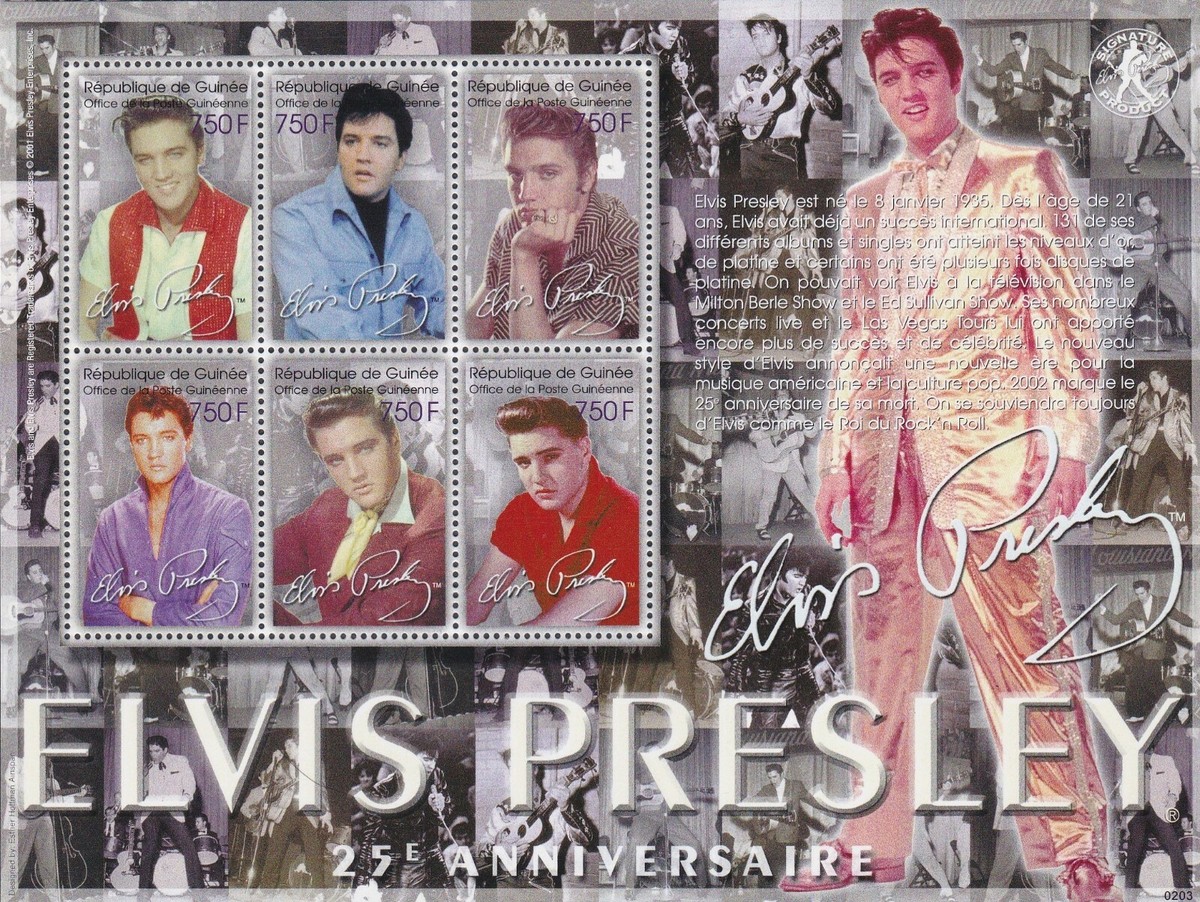 く*ん様 エルビス・プレスリー 25周年記念 GUINEA 1977 MNH (3) ELVIS PRESLEY 25TH ANNIVERSARY SOUVENIR SHEETS