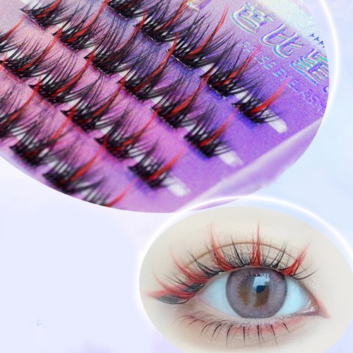 Colorful Segmented Individual Cluster Natural Long EyeLashes Fake False Eyelas ❀ - Picture 4 of 15
