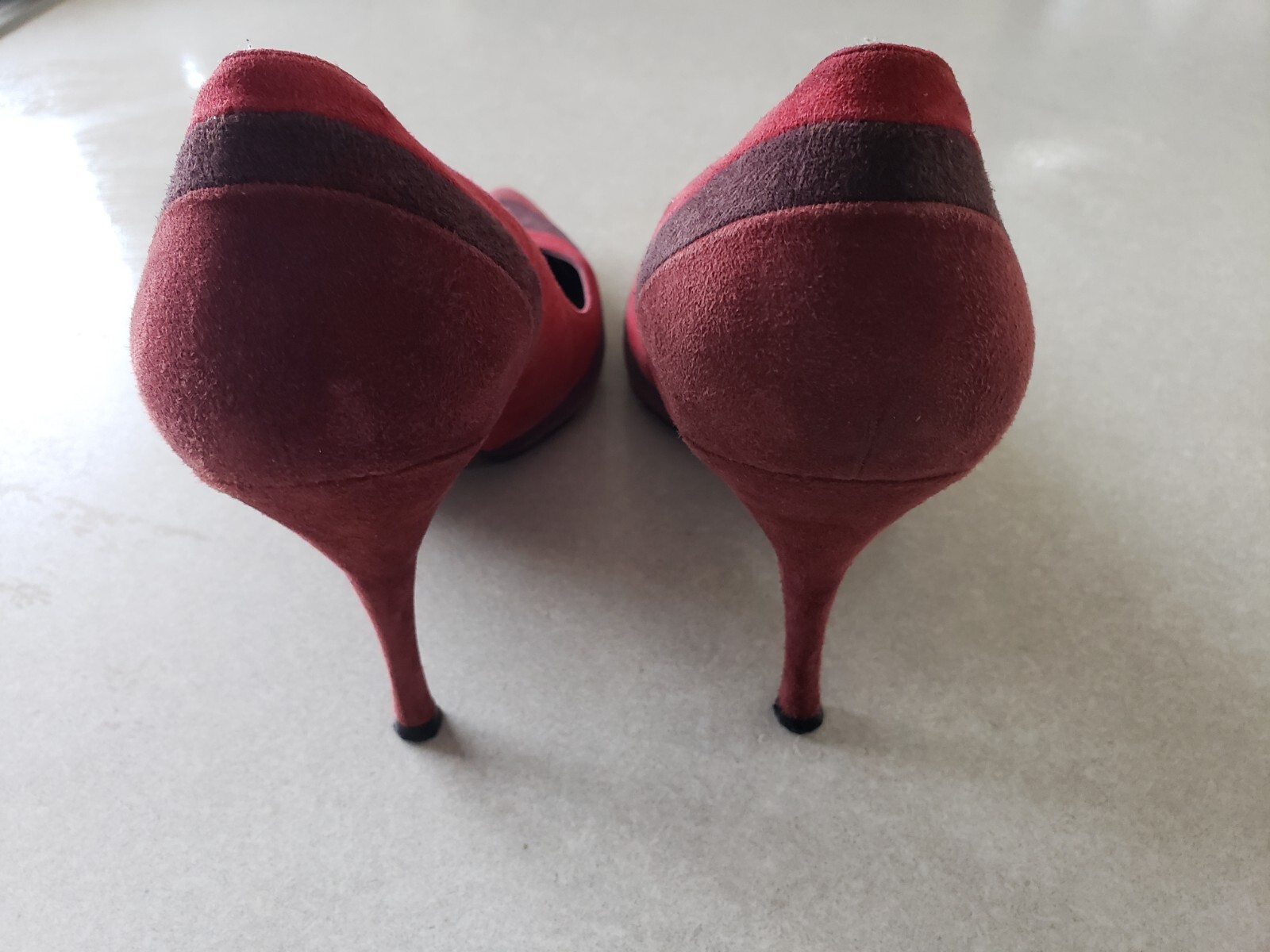 Stuart Weitzman suede Sz 10 Pump  3 Tone Burgundy - image 6