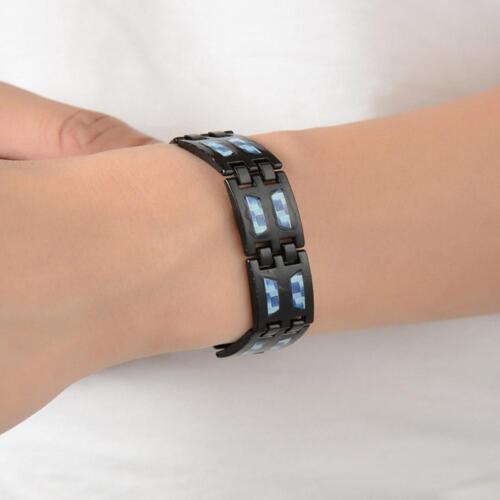 Carbon Blue Titanium Magnetic Therapy Bracelet, Double Row Ultra Strength SALE - Picture 16 of 17
