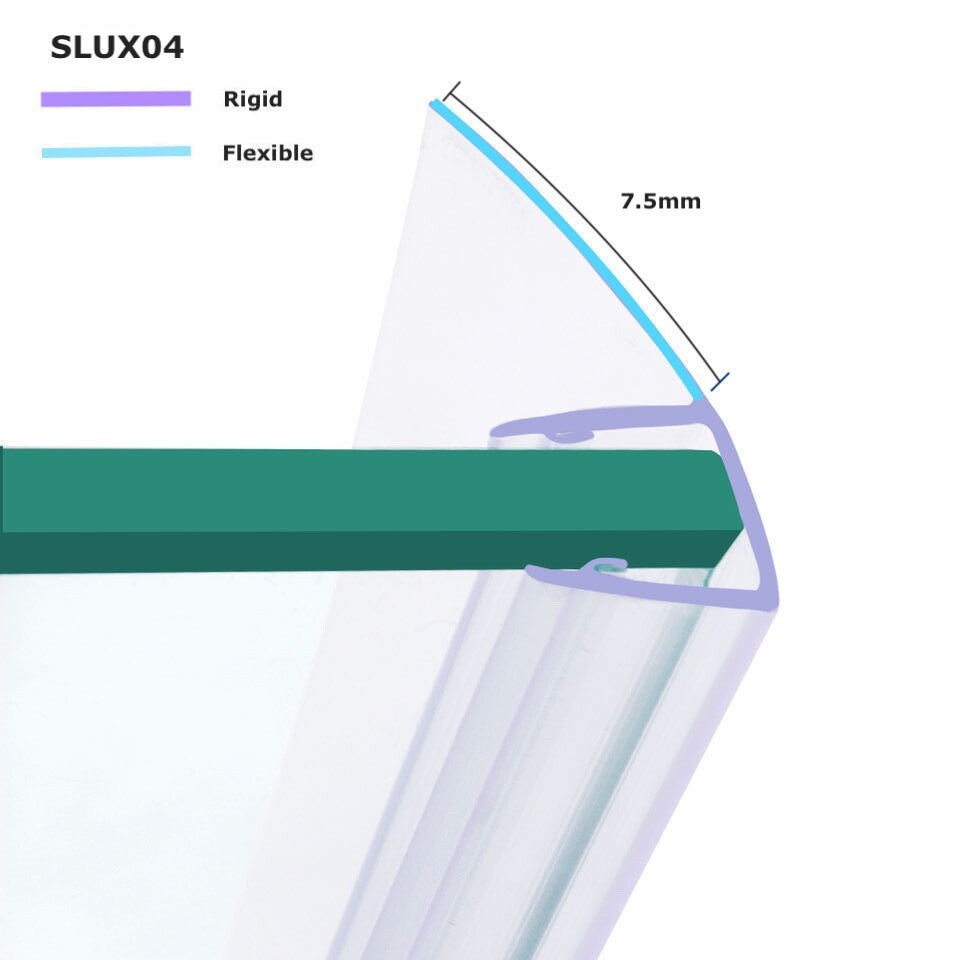 F Shaped Shower Door Seal Strips Vertical 7.5 mm Fins Sliding Door