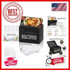 Recipe Box, Recipe Cards 100 Size 4x6 with 16 Divider ,100 Card Protectors,Bl...