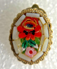 Earrings Mosaic Glass Rose? Floral Venetian Murano Italy ClipOn Multicolor VTG — photo 4