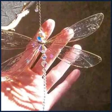 Creative Metal Wing Dragonfly Wind Chimes Butterfly Crystal Suncatcher Garden