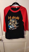 Def Leppard 2018 Concert Tour Raglan Jersey Shirt Mens Medium Black Red v5