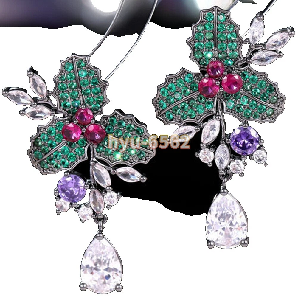 Espiga de flores y plantas Chapado en Plata Pendientes de Moda