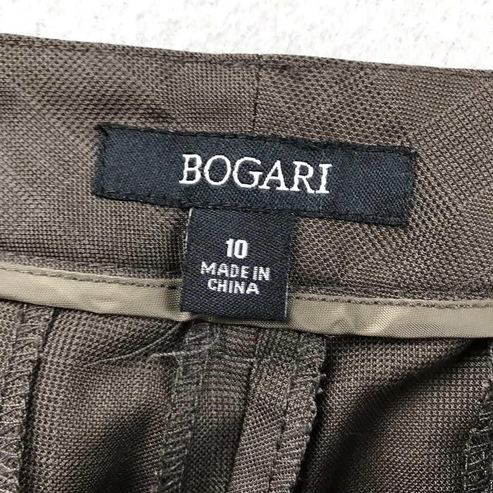 Bogari Pants Womens 10 Brown Plaid Silk Blend Bootcut Lightweight NWT - Image 3 of 4