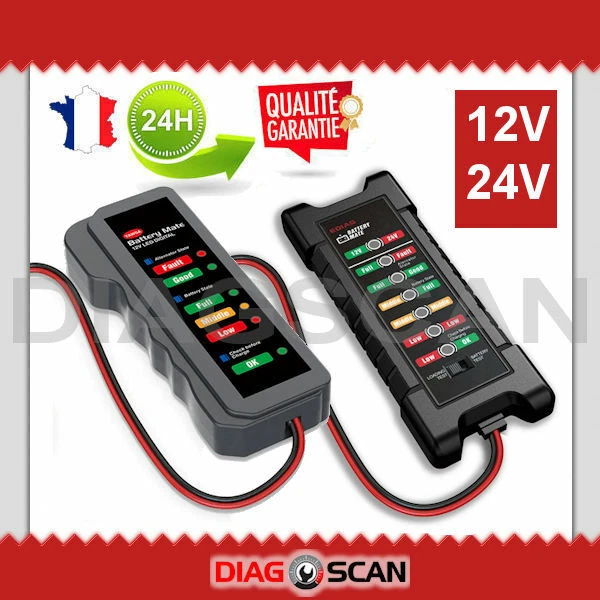 Testeur de batterie 12V 24V pour voitures moto et camions - Photo 1/1