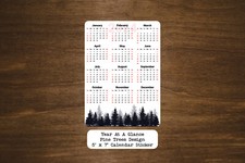 Year At A Glance Calendar Sticker With Pine Trees Design