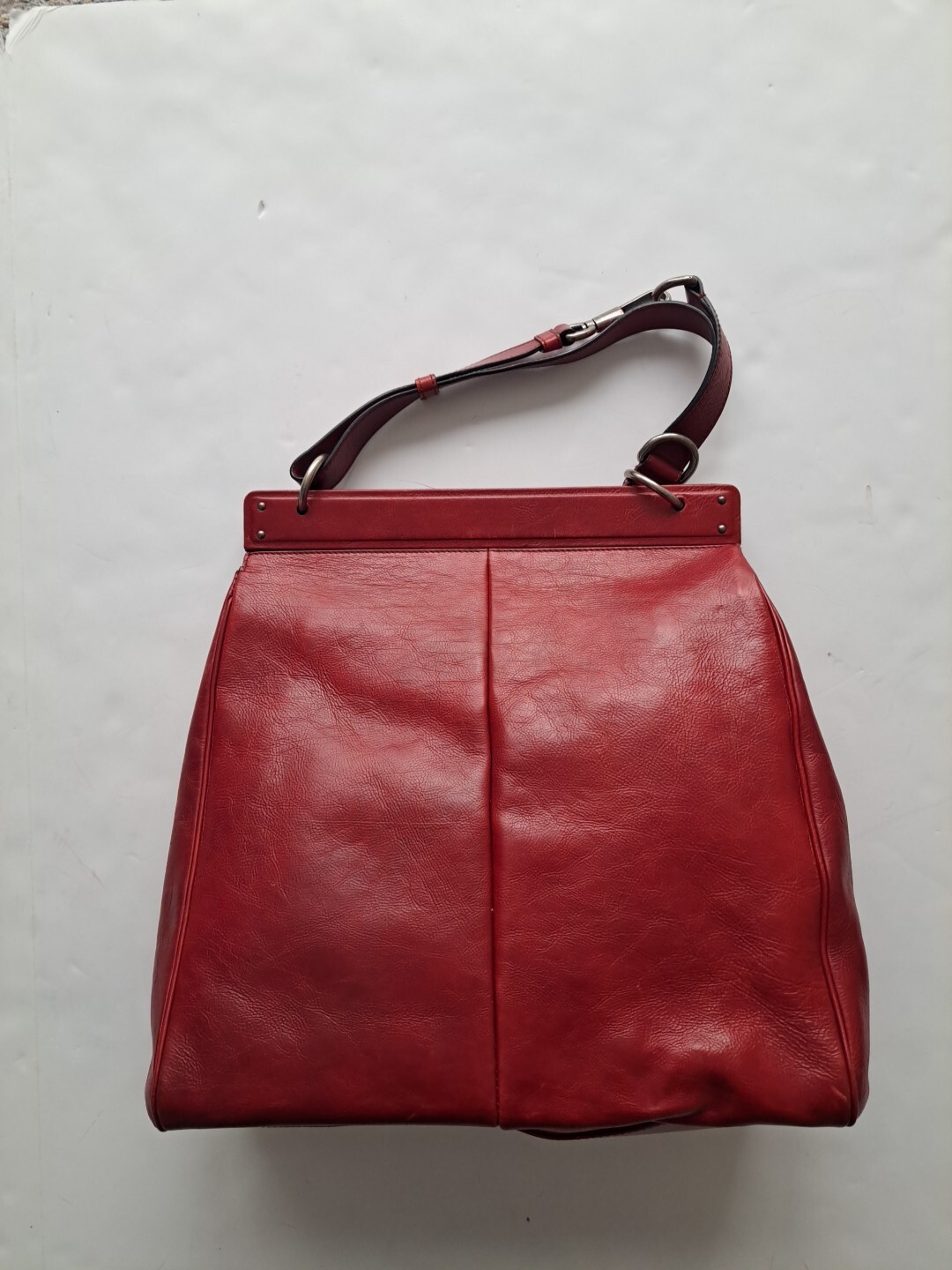 Borsa a tracolla Yves Saint Laurent Rive Gauche borchiata vintage pelle rossa