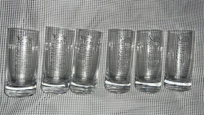 6 RARE 6  Tall Chivas Regal 12 Scotch Whiskey Slanted Tilted Tumbler Glasses NWT