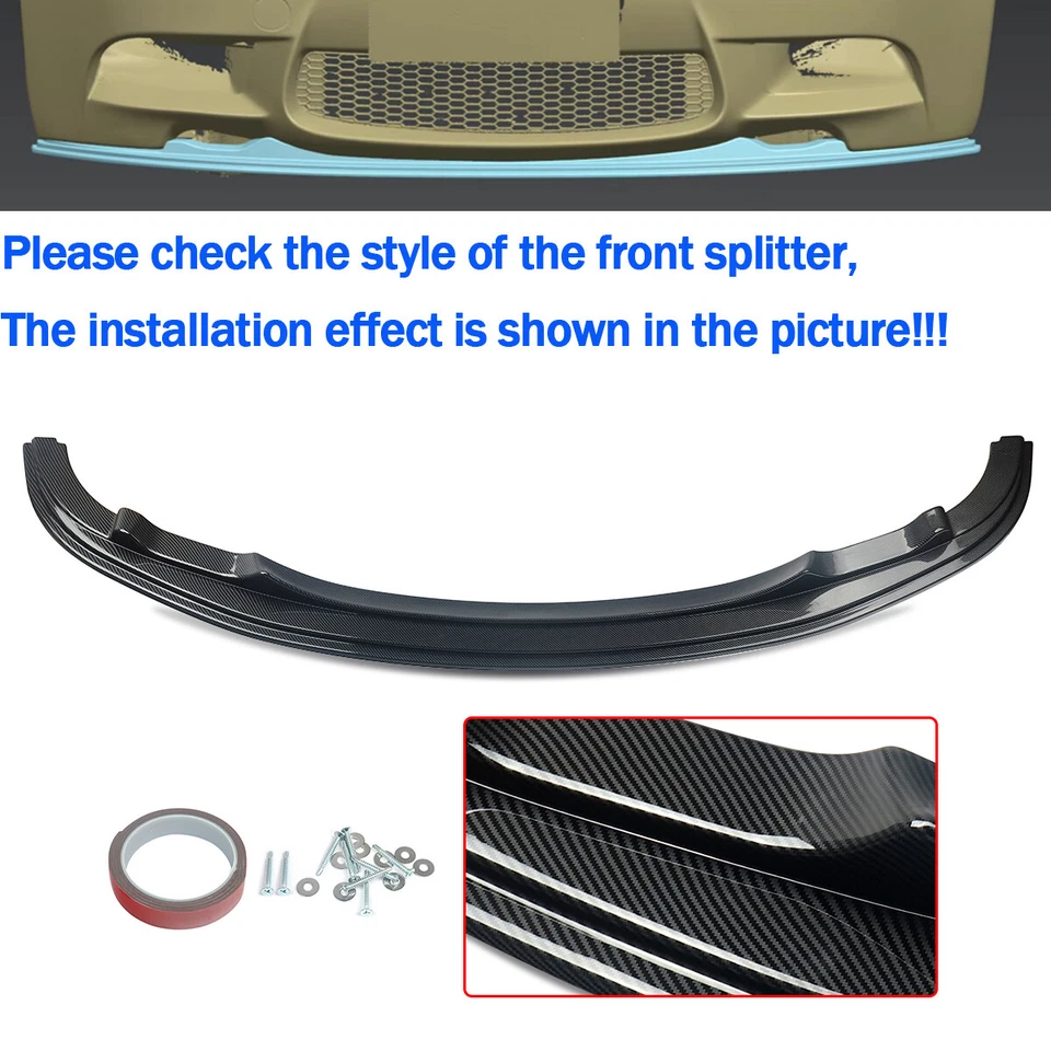 For BMW 2010-2013 E92 E93 LCI 335i M Sport Front Bumper Lip Splitter Carbon Look Foto 3 de 4