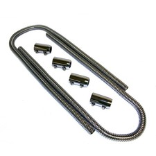 44 Inch Chrome Hot Rat Rod Steel Flexible Heater Hose Lines Kit Set W Caps