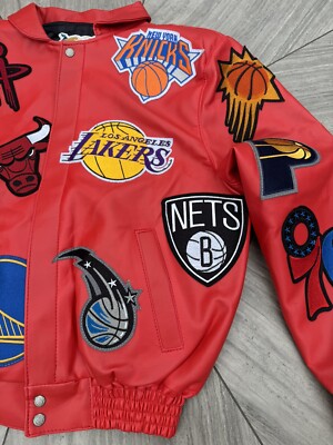 ジェフハミルトン jeff hamilton NBA ホーネッツ ジャケット Jeff Hamilton NBA Collage Vegan Leather Jacket - Red Men's Size