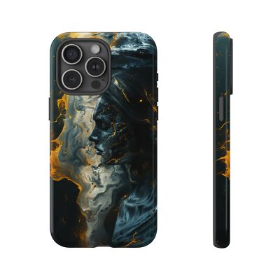For iPhone/Galaxy/Pixel | Phone Cover Case - Dark Teal Liquid Marble Woman