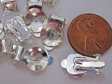 24 LOT CLIP ON EARRING SETTINGS CUP FINDINGS 9.5mm ROUND NOS JEWELRY SILVER TONE