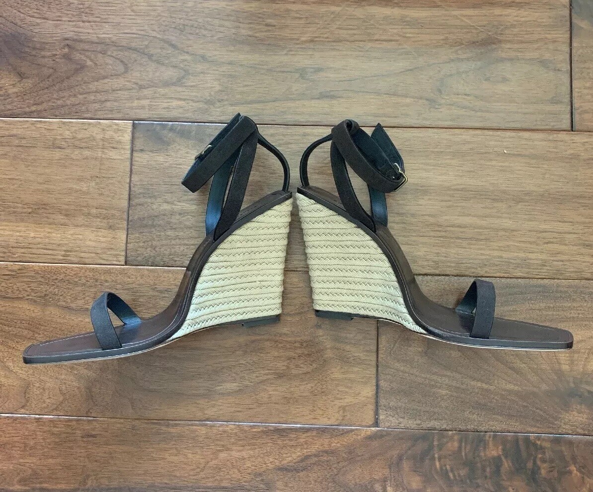 Sandalo con zeppa Saint Laurent YSL Soho pelle scamosciata espadrillas taglia 39 5