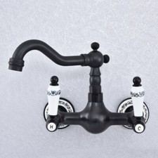 Black Oil Rubbed Brass Kitchen Faucet Bathroom Sink Mixer Tap Wall Mount ssf708