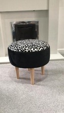 footstool Footrest Pouffe animal print, black plush velvet fast post luxury look