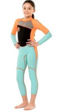 SCUBA DONKEY Youth Size 12 Wetsuit Neoprene Black/Orange/Aqua NEW NWT Sy7-12 
