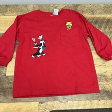 VINTAGE Warner Bros Sweatshirt Youth XS Red Looney Tunes Sylvester  Tweety