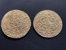 EDWARD III 'GOLD' NOBLE 1363 - 69  MODERN MUSEUM SPECIMEN COIN  24ct gold plated