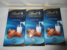 3 Bars x  100g Lindt Vollmilch Alpine milk chocolate / NEW from Germany
