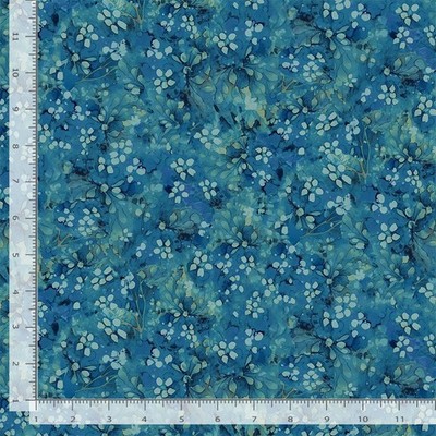Forest Whisper Fabric | Tonal Floral Leaf Cobalt Blue | Timeless Treasures YARD