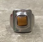 Vintage Lia Sophia Silver Tone & Brown Tiger Eye Ring Size 9 — photo 1