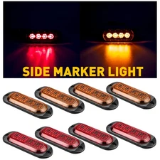 4x Red Amber 4-LED Side Marker Lights Clearance Light for Truck RV Trailer 12V