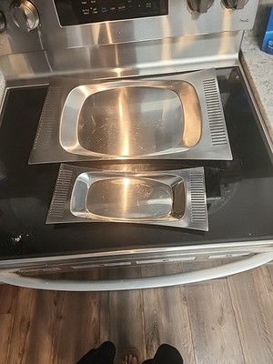 2 Swedish Stainless Steel TRAYS Scandinavian Mid Century Modern VINTAGE