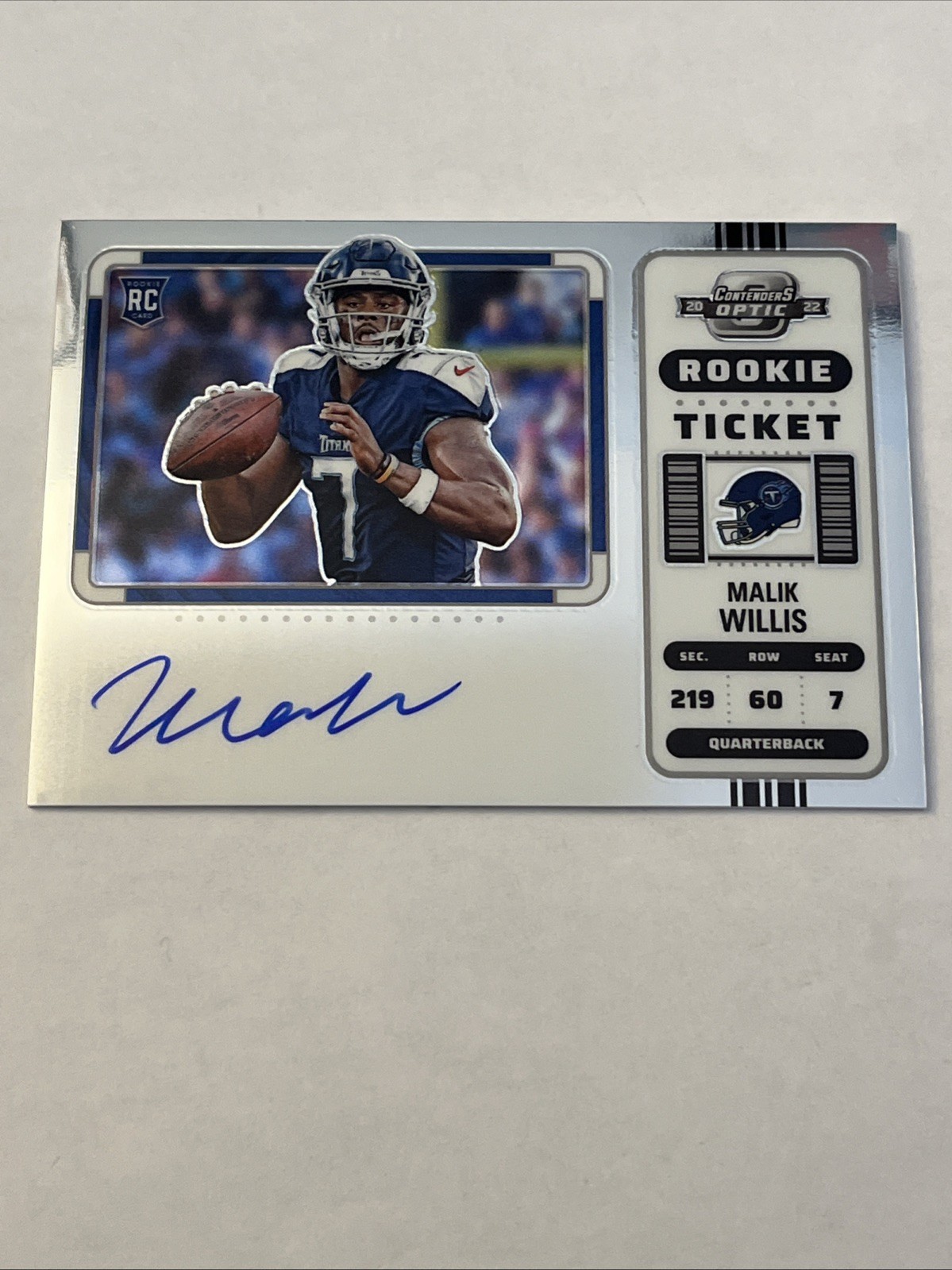 2022 Contenders Optic Malik Willis Rookie On Card Auto Variation RC