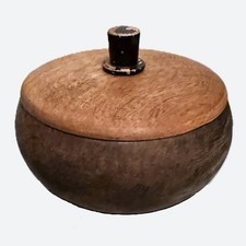 Small Wood Vanity Bowl w Dome Lid Handmade 2-...