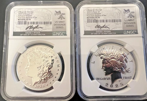 2025 S REVERSE PROOF SILVER PEACE MORGAN DOLLAR NGC PF70 ADVANCE RELEASE RYDER